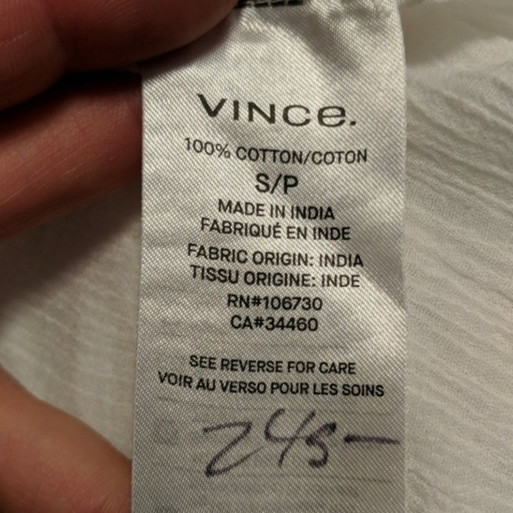VINCE white loose fit boho top size Small - Picture 4 of 5